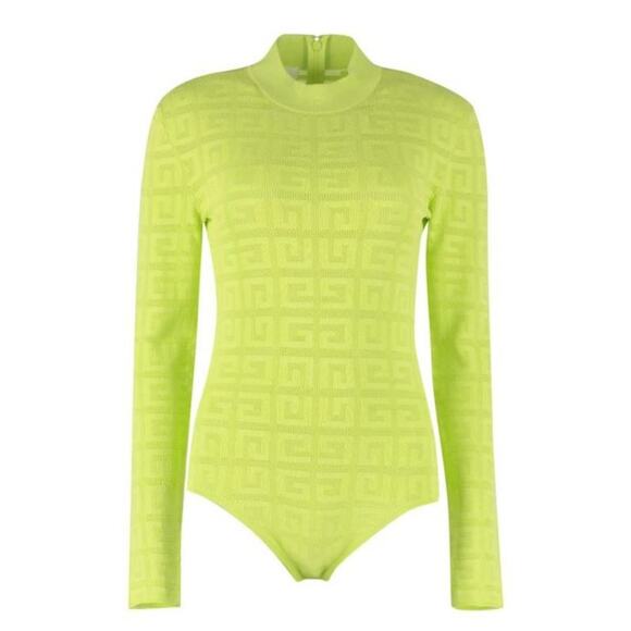 Givenchy 4G Jacquard Mock-Neck Bodysuit Green - XS - Picture 1 of 3
